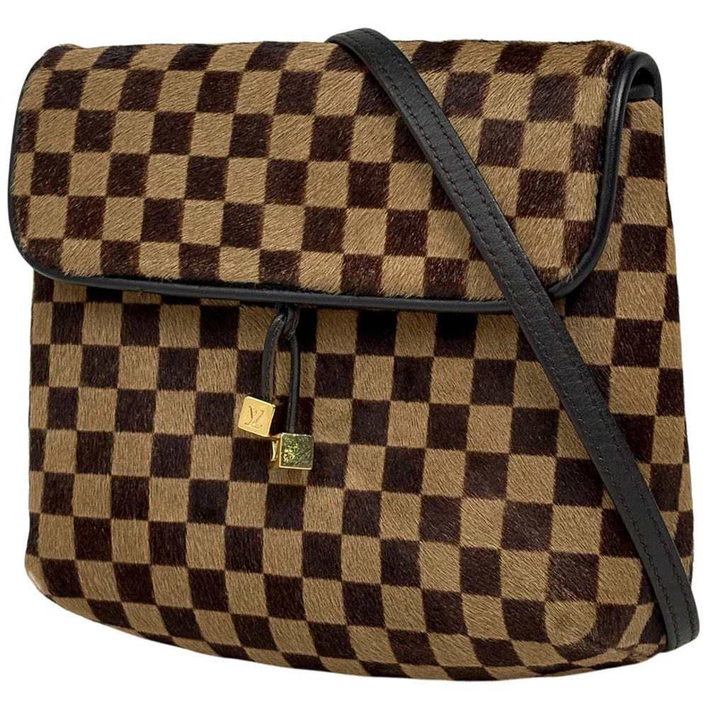 Louis Vuitton Gazelle Haircalf Shoulder Bag Damier Sauvage Brown